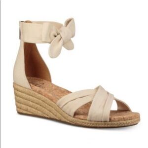 Ugg Traci Espadrille Wedge Natural Beige Wrap Ankle Back Zip Casual Sandals 8